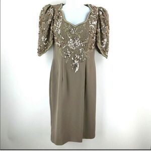 JOVANI beaded beige formal dress Size 8 LIKE NEW